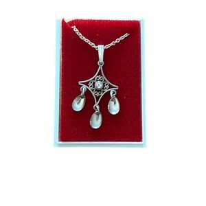 Vintage 835 Silver Norwegian Solje Filagree Pendant Necklace